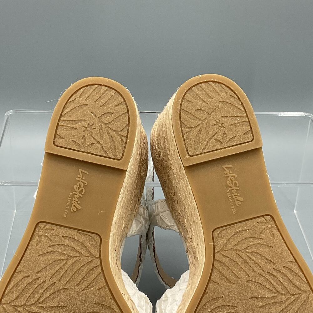 NEW Lifestride Women’s Tahlia Espadrille Wedge Sandals White Size 7.5W - Picture 9 of 10